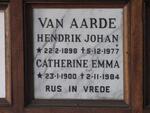 AARDE Hendrik Johan, van 1898-1977 & Catherine Emma 1900-1984