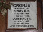 CRONJE Sidney H.R. 1921-1985 & Constance A. 1930-2011