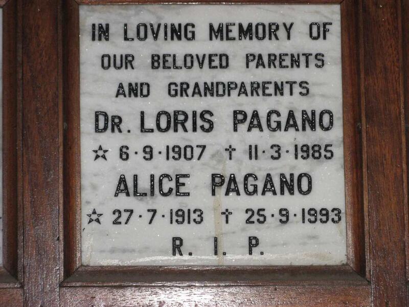 PAGANO Loris 1907-1985 & Alice 1913-1993