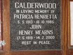 CALDERWOOD John Henry Mearns 1919-2000 & Patricia Henrietta 1913-1985