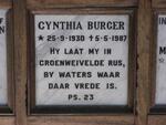 BURGER Cynthia 1930-1987