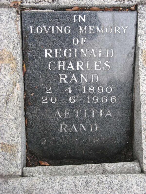 RAND Reginald Charles 1890-1966 & Laetitia 1895-1982