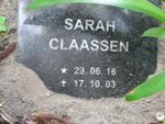 CLAASSEN Sarah 1916-2003
