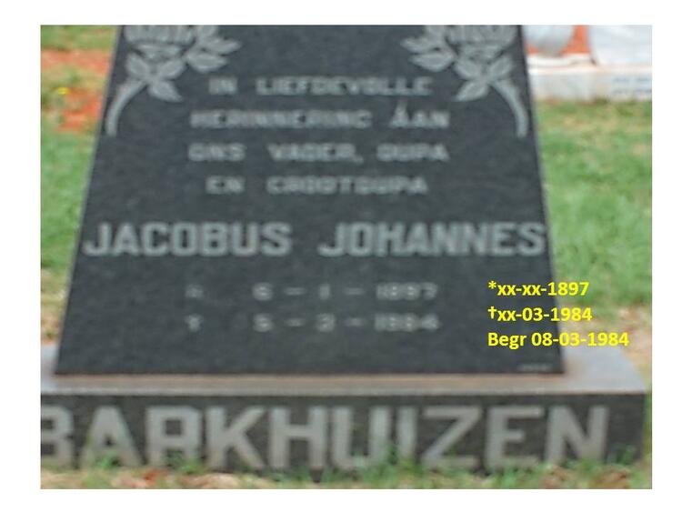 BARKHUIZEN Jacobus Johannes 1897-1984