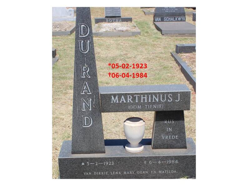 RAND Marthinus J., du 1923-1984