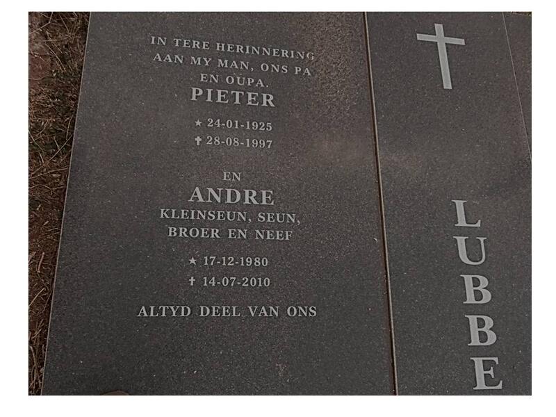 LUBBE Pieter 1925-1997 :: LUBBE Andre 1980-2010