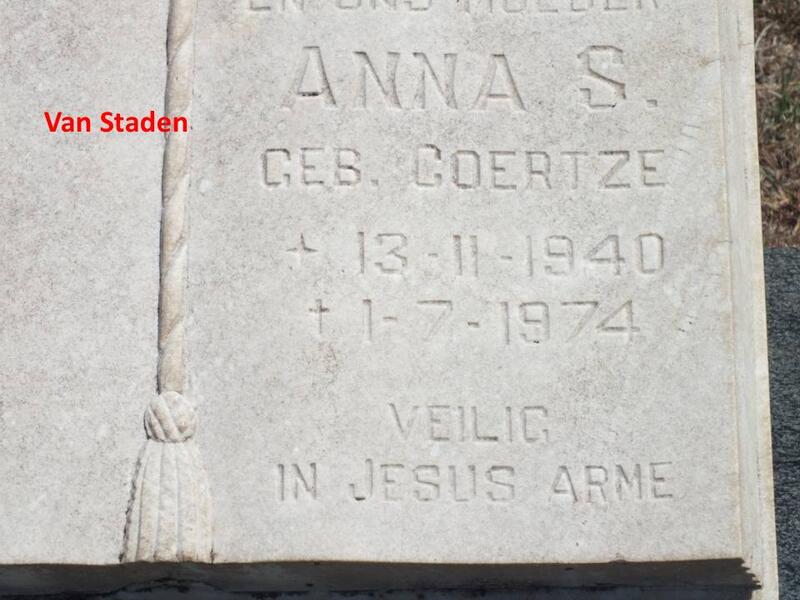 STADEN Anna S., van nee COERTZE 1940-1974
