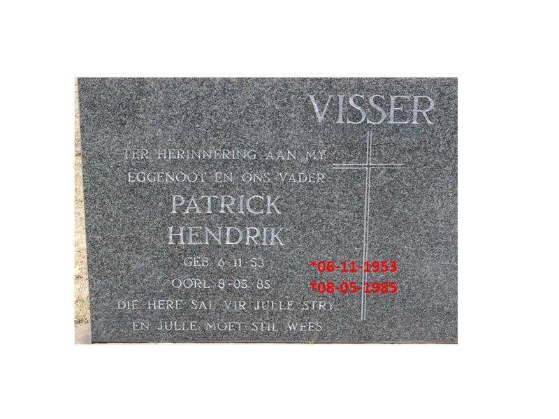 VISSER Patrick Hendrik 1953-1985