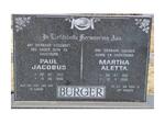 BURGER Paul Jacobus 1913-1986 & Martha Aletta 1912-1996