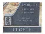 CLOETE Rachel E.C. 1925-1982