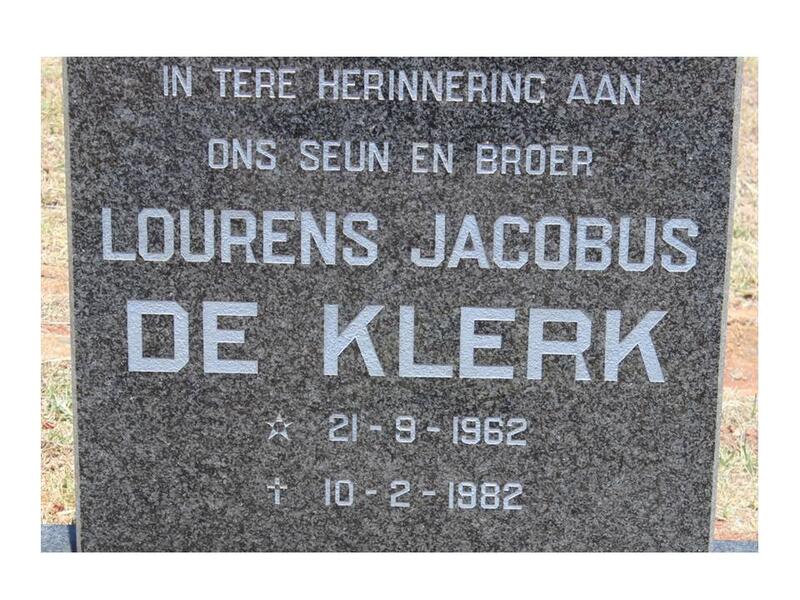 KLERK Lourens Jacobus, de 1962-1982