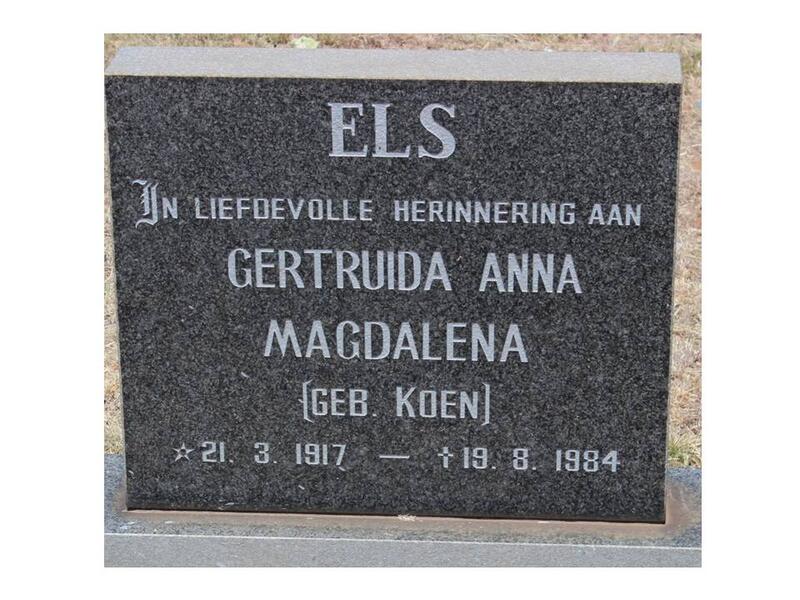 ELS Gertruida Anna Magdalena nee KOEN 1917-1984