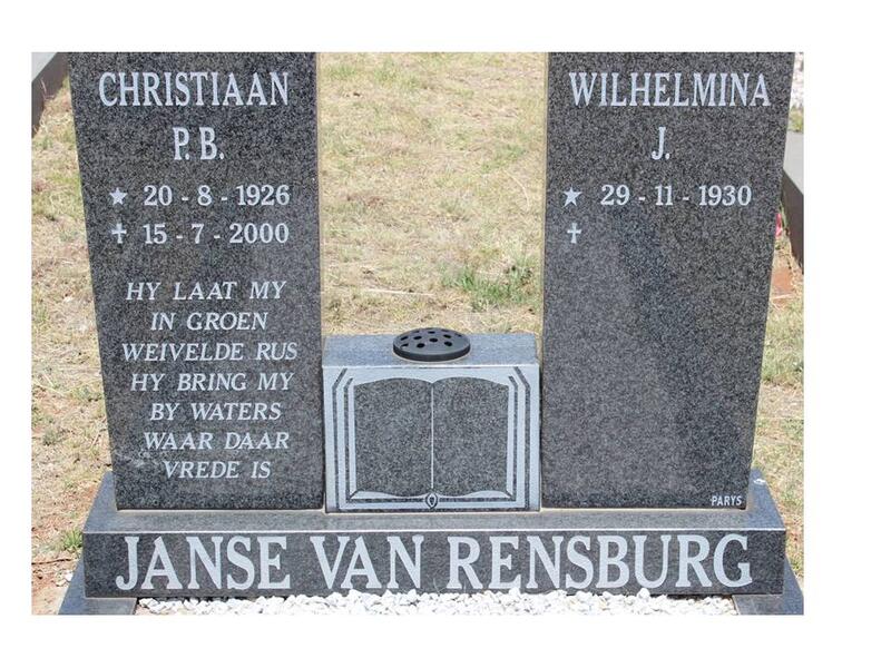 RENSBURG Christiaan P.B., Janse van 1926-2000 & Wilhelmina J. 1930-