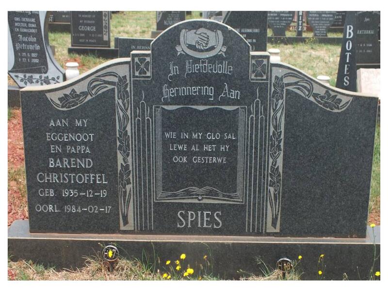 SPIES Barend Christoffel 1935-1984