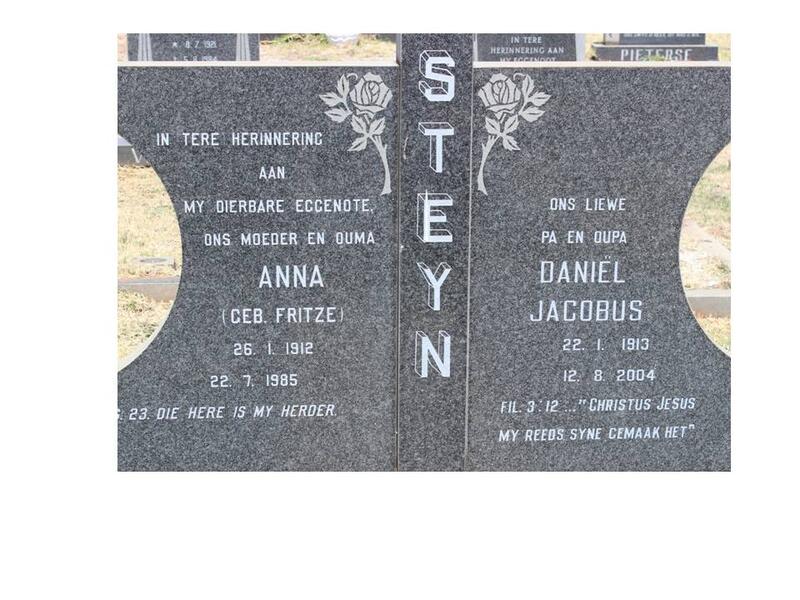 STEYN Daniël Jacobus 1913-2004 & Anna FRITZE 1912-1985