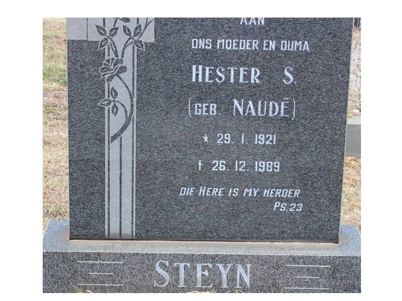 STEYN Hester S. nee NAUDÉ 1921-1989