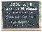 ZYL Erasmus Stephanus, van 1909-1982 & Susara Carolina SNYMAN 1907-1998