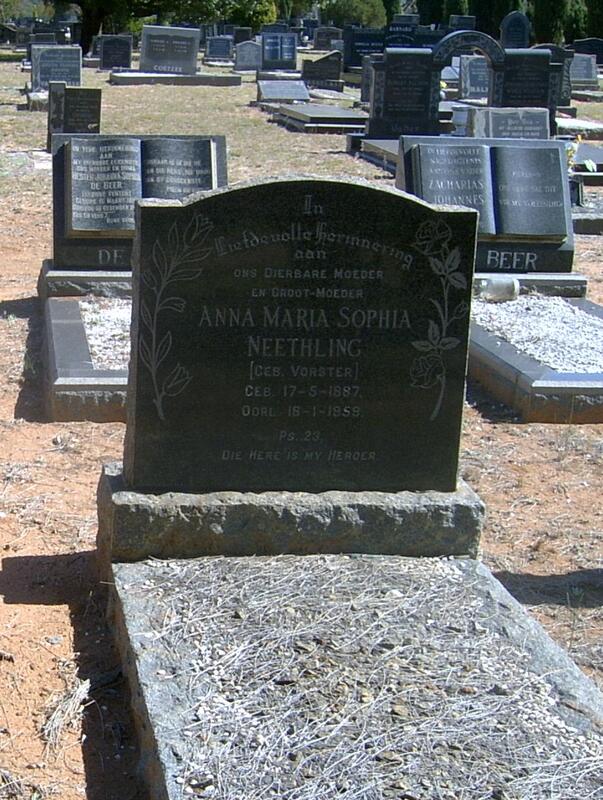 NEETHLING Anna Maria Sophia nee VORSTER 1887-1959