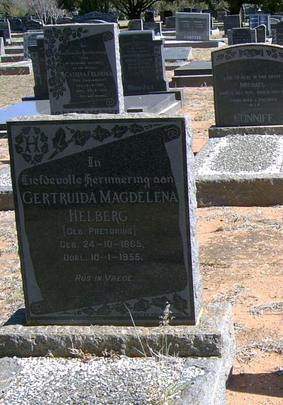 HELBERG Gertruida Magdelena nee PRETORIUS 1885-1955