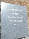 KORKIE Johanna Maria nee FOURIE 1906-1959