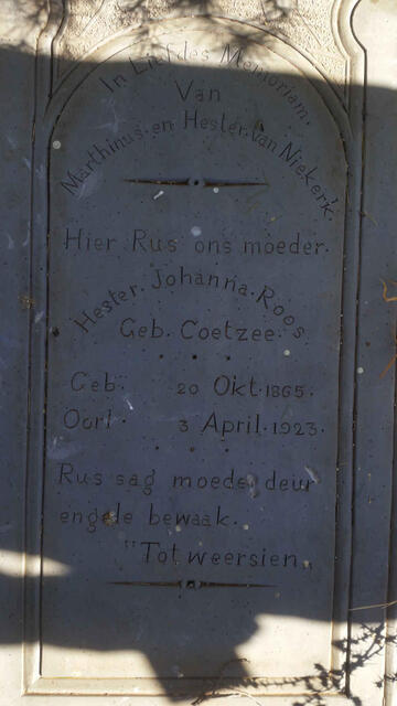 ROOS Hester Johanna nee COETZEE 1865-1923