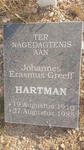 HARTMAN Johannes Erasmus Greeff 1910-1985