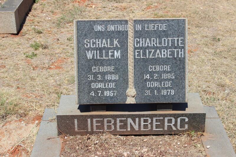 LIEBENBERG Schalk Willem 1888-1957 & Charlotte Elizabeth 1895-1978