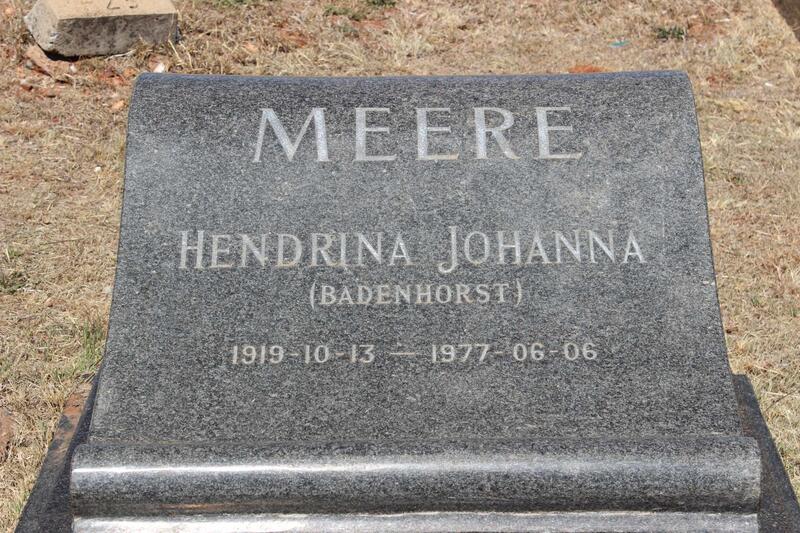 MEERE Hendrina Johanna nee BADENHORST 1919-1977