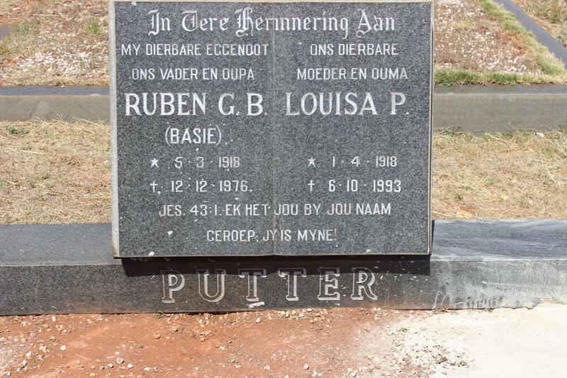 PUTTER Ruben G.B. 1918-1976 & Louisa P. 1918-1993
