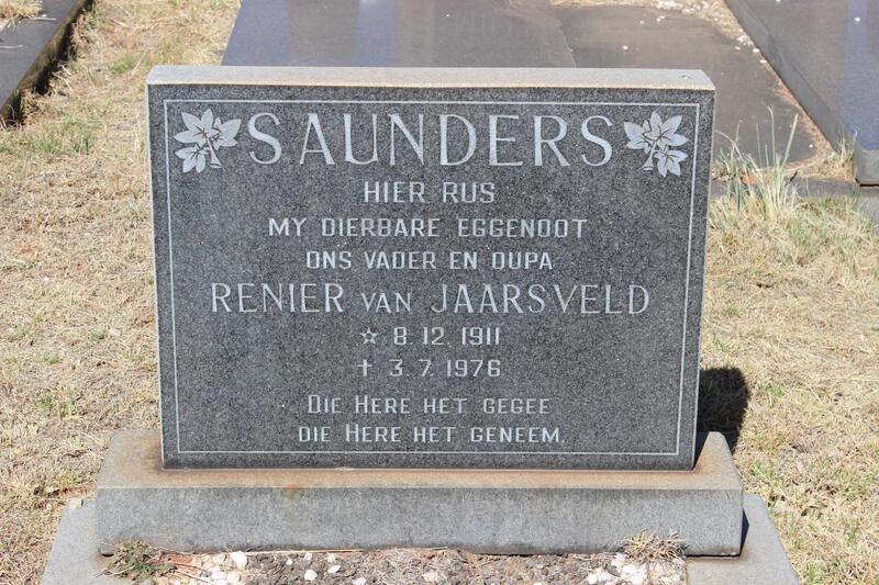 SAUNDERS Renier van Jaarsveld 1911-1976