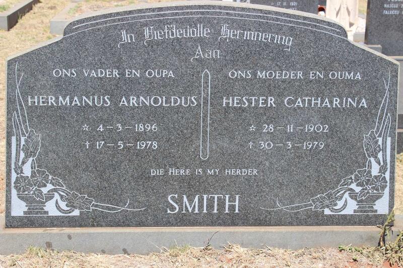 SMITH Hermanus Arnoldus 1896-1978 & Hester Catharina 1902-1979