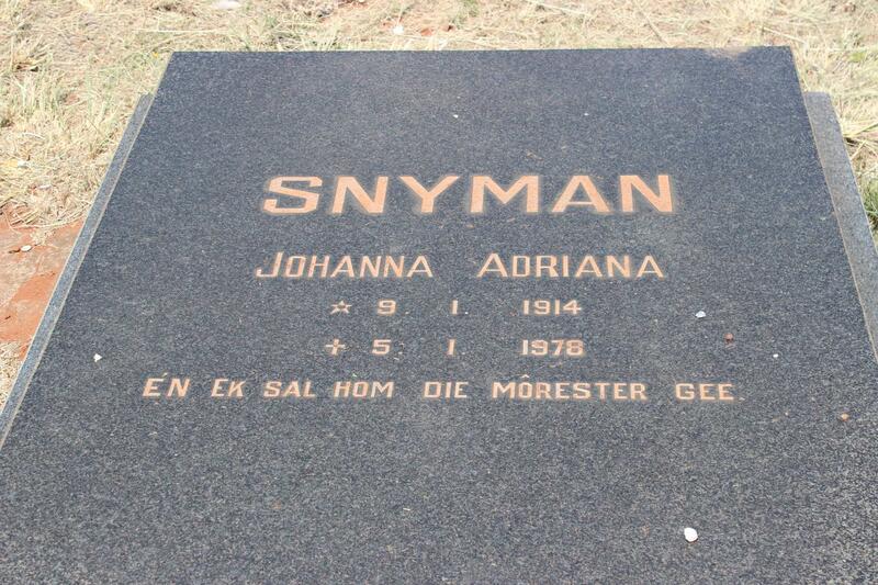 SNYMAN Johanna Adriana 1914-1978