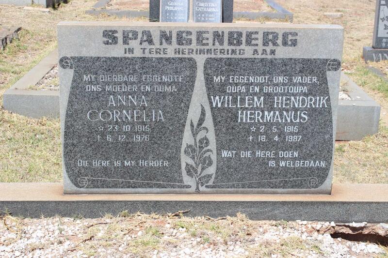 SPANGENBERG Willem Hendrik Hermanus 1915-1987 & Anna Cornelia 1915-1976