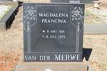 MERWE Magdalena Francina, van der 1919-1975
