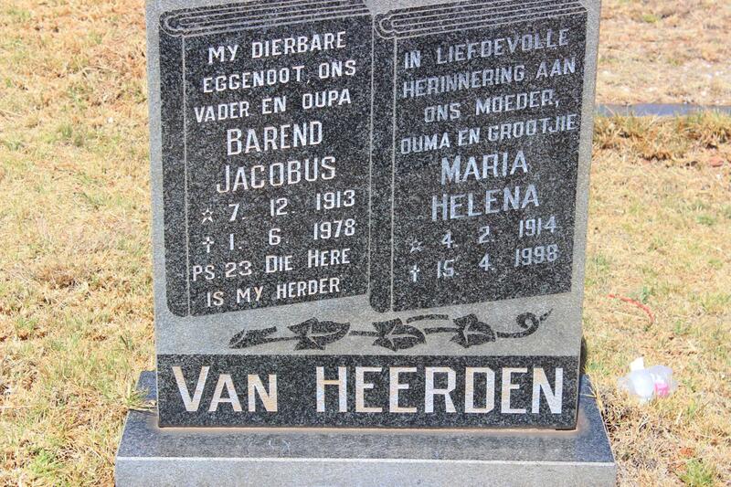 HEERDEN Barend Jacobus, van 1913-1978 & Maria Helena 1914-1998