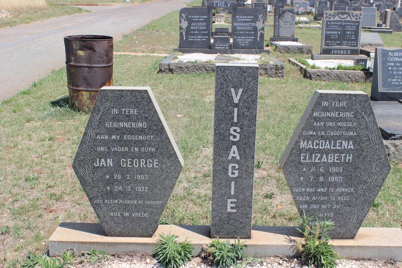 VISAGIE Jan George 1903-1972 & Magdalena Elizabeth 1909-1983