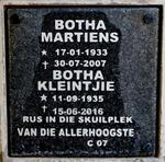 BOTHA Martiens 1933-2007 & Kleintjie 1935-2016
