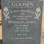 GOOSEN Magdalena Josina nee SLABBERT 1911-1948
