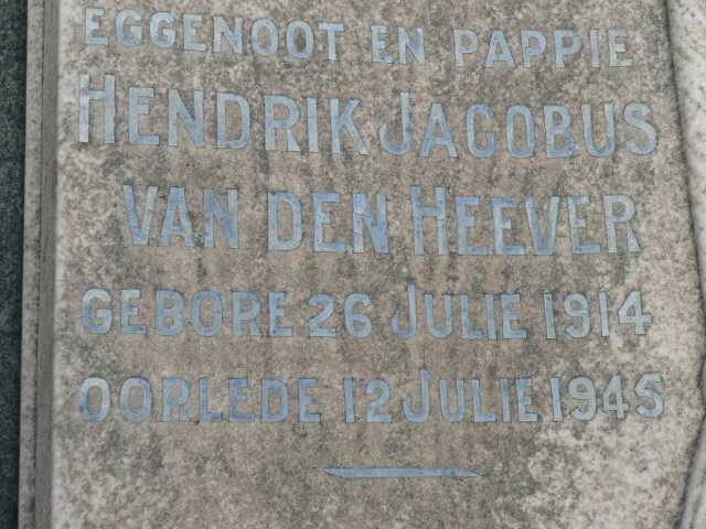 HEEVER Hendrik Jacobus, van den 1914-1945