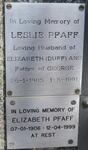 PFAFF Leslie 1905-1991 & Elizabeth 1906-1999