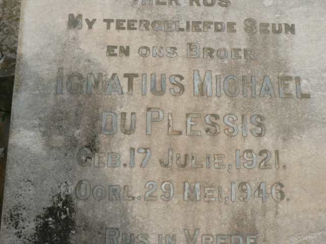 PLESSIS Ignatius Michael, du 1921-1946