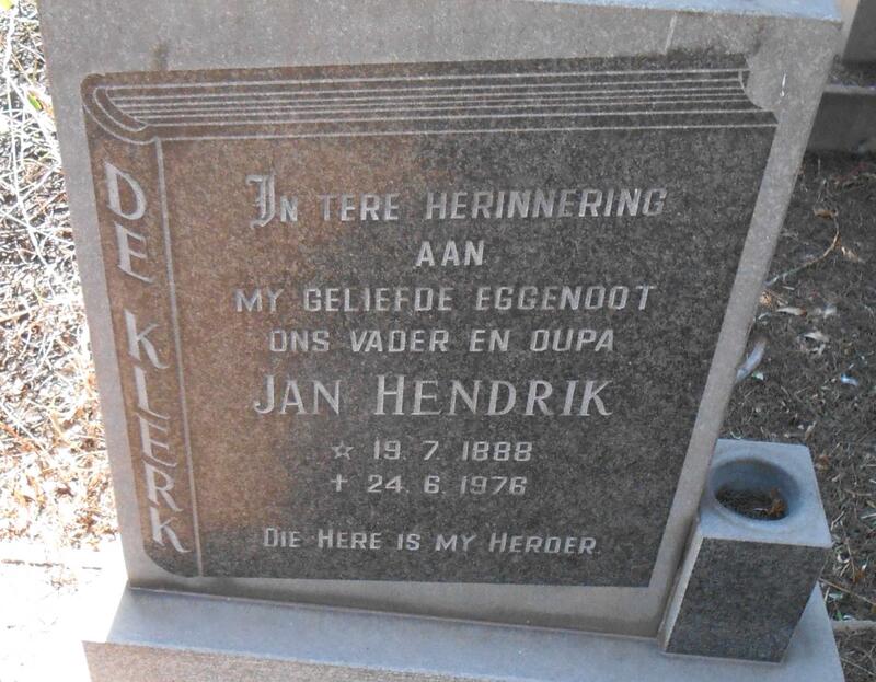 KLERK Jan Hendrik, de 1888-1976