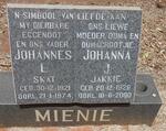 MIENIE Johannes L. 1921-1974 & Johanna J. 1926-2000