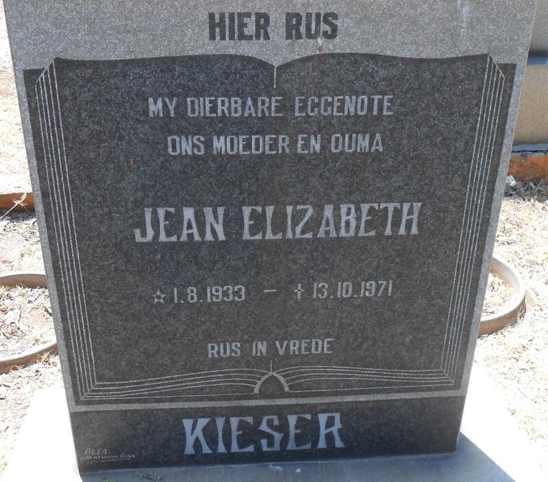 KIESER Jean Elizabeth 1933-1971