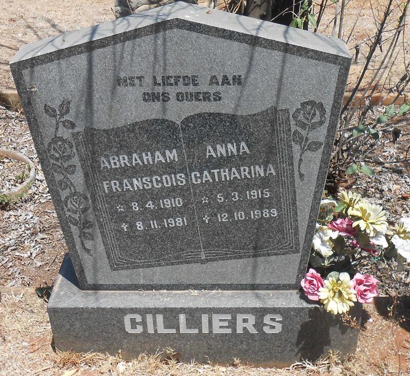 CILLIERS Abraham Franscois 1910-1981 & Anna Catharina 1915-1989