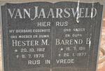JAARSVELD Barend B., van 1911-1977 & Hester M. 1912-1975