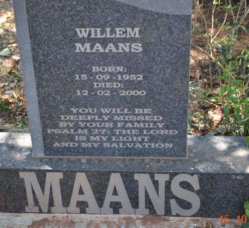 MAANS Willem 1952-2000