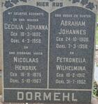 DORMEHL Nicolaas Hendrik 1875-1967 & Cecilia Johanna 1882-1958