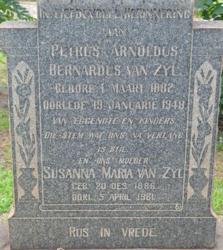 ZYL Petrus Arnoldus Bernardus, van 1882-1948 & Susanna Maria 1886-1961
