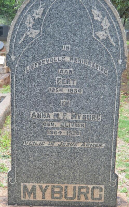 MYBURG Gert 1854-1934 & Anna M.F. OLIVIER 1864-1938